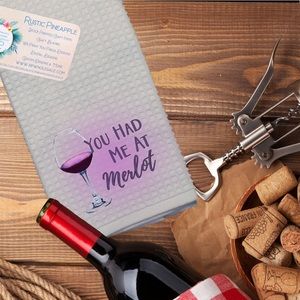 You had Me at Merlot Waffle Weave Towel